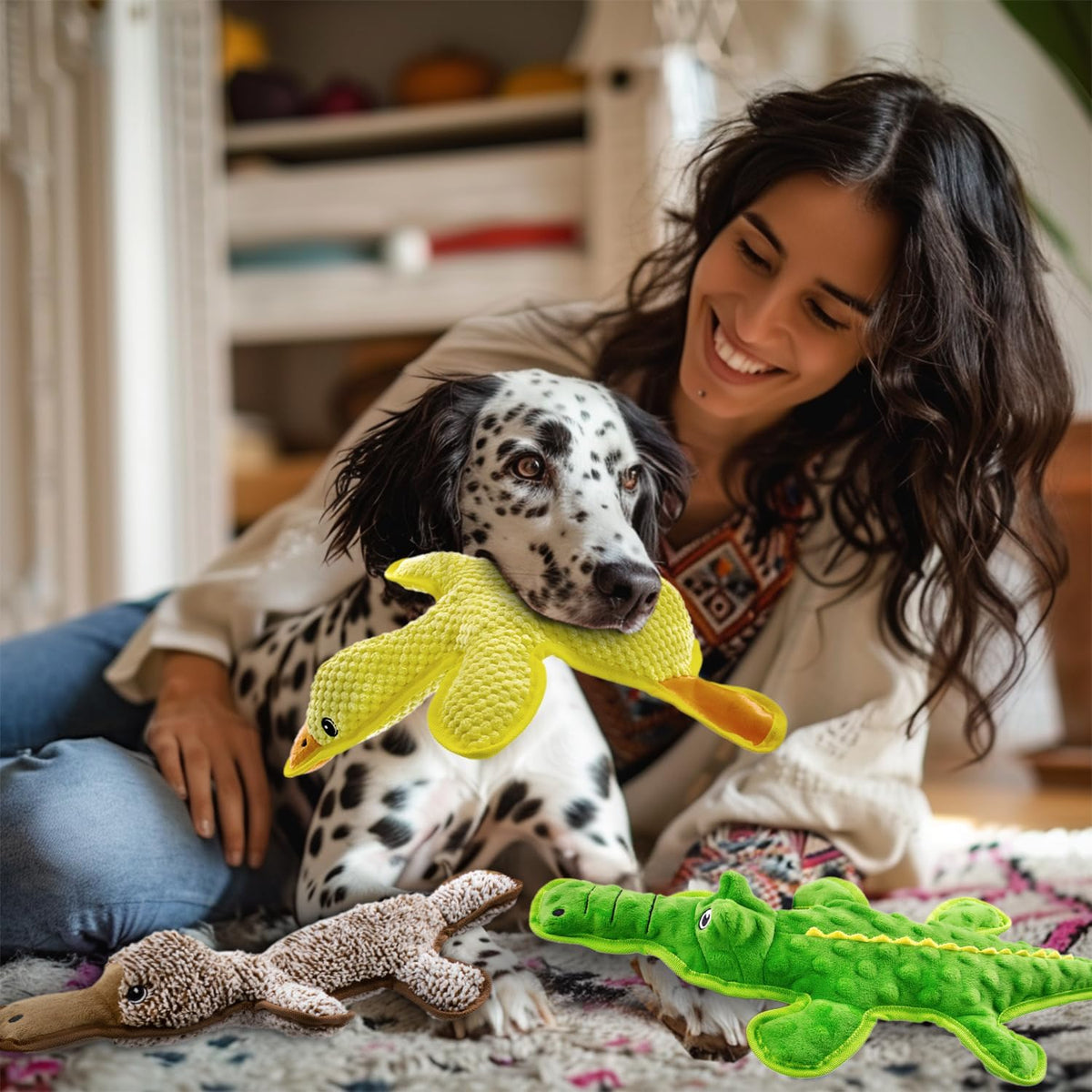 Juguetes chirriantes para perros sin relleno, paquete de 3 juguetes...