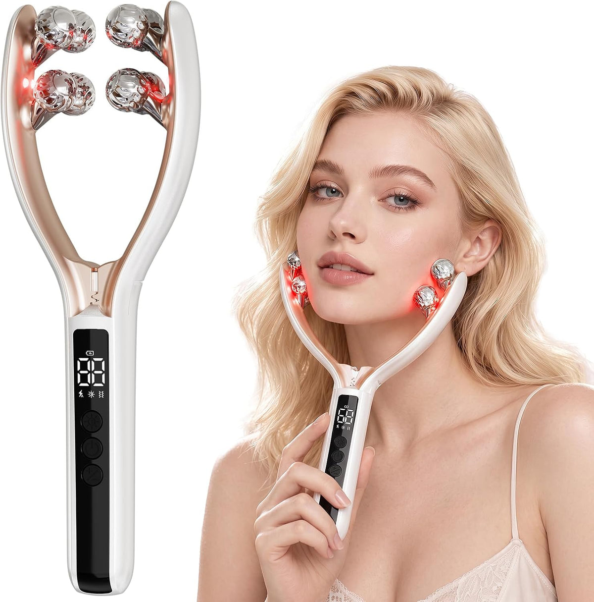 PEMUCEN Masajeador facial, rodillo facial Tmj y masajeador de mandí...