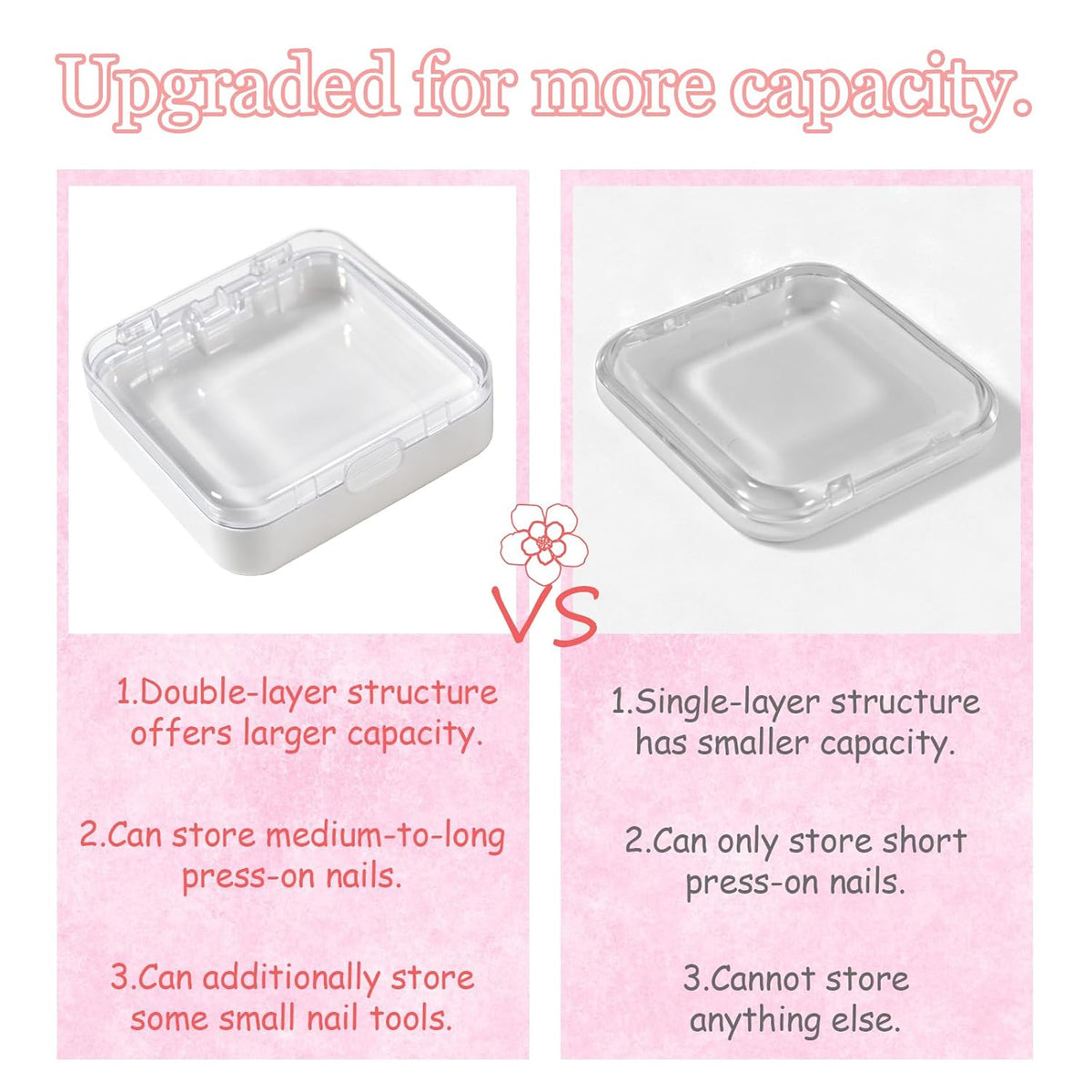 Caja de uñas a presión (blanco, 6 piezas) | Caja organizadora para...