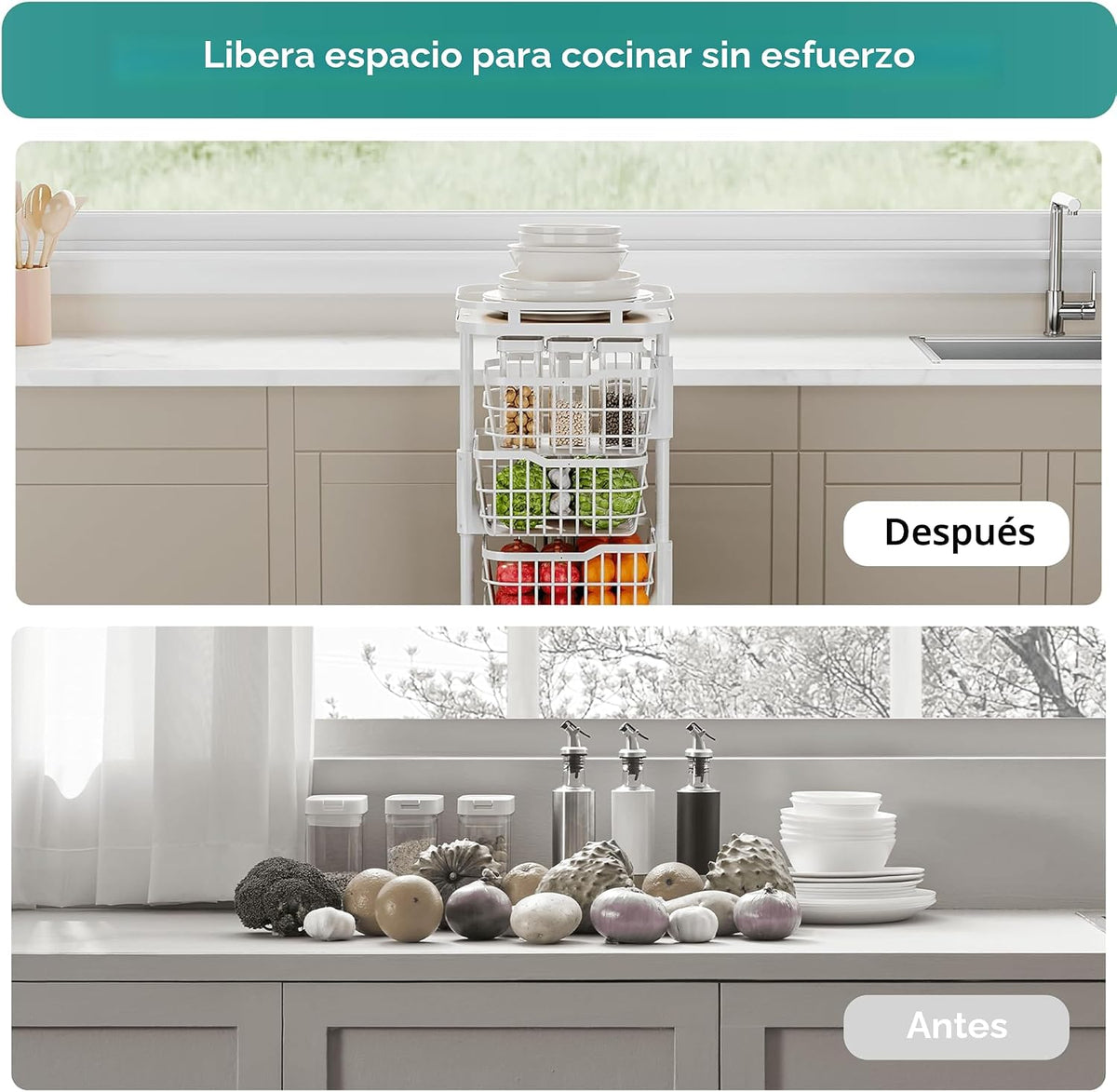 Ocyfym Carrito de Almacenamiento de Cocina de 5 Niveles para Frutas...