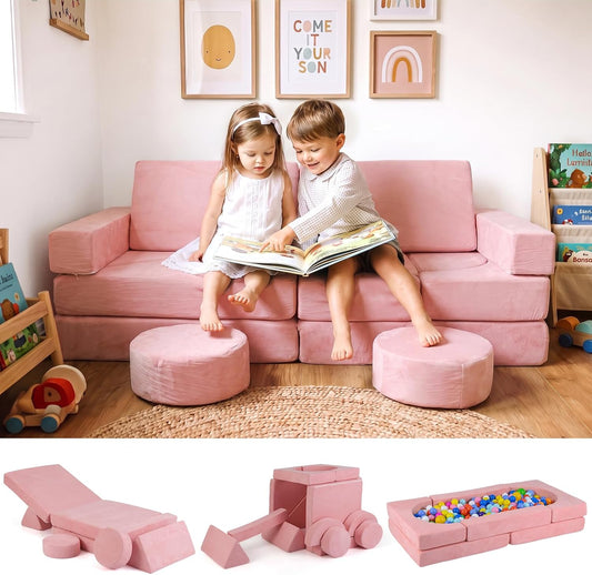 INFANS Sofá modular de juego para niños, 13 piezas de sofá modular...