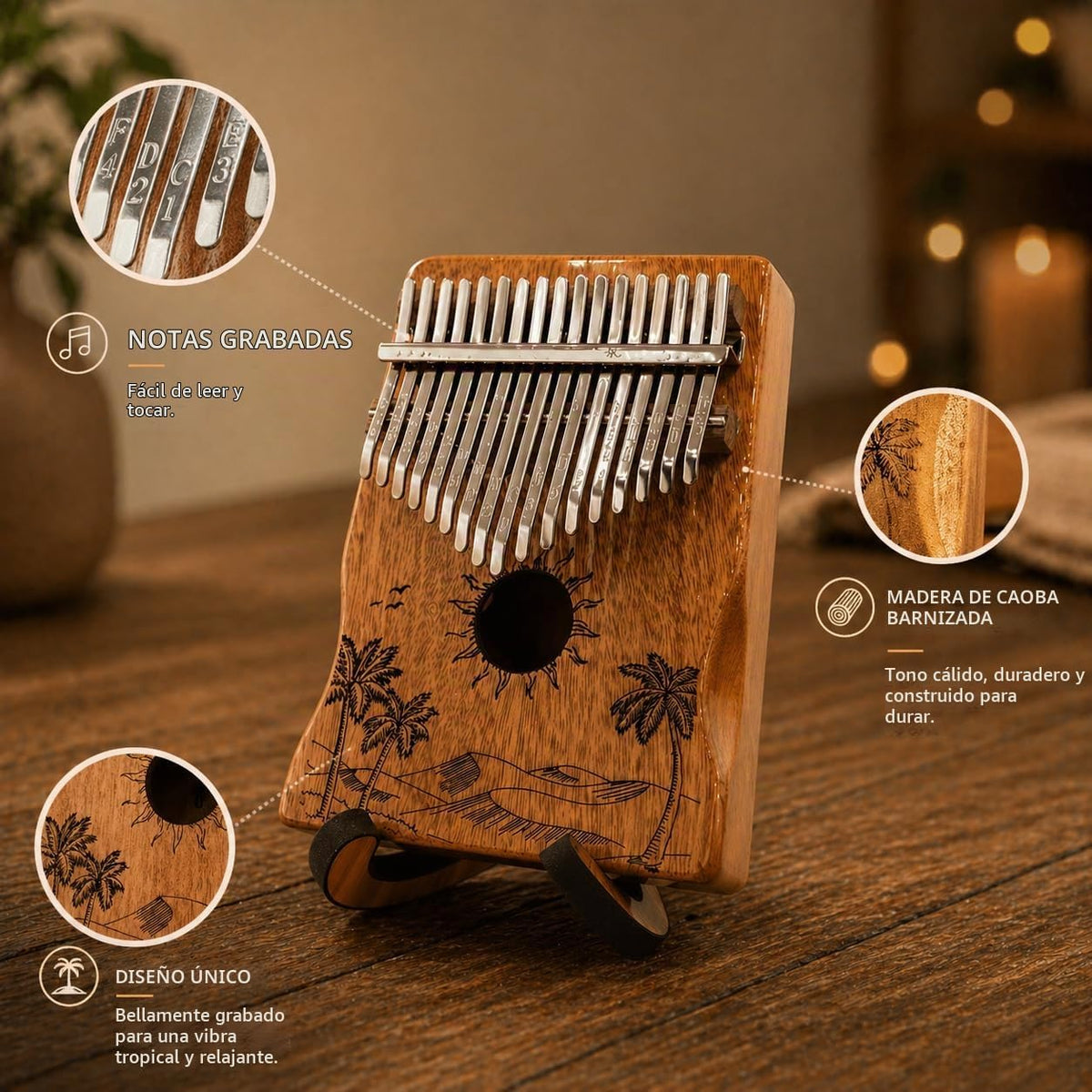 ORORA Kalimba - Piano de pulgar de 17 teclas con cancionero de 25 c...