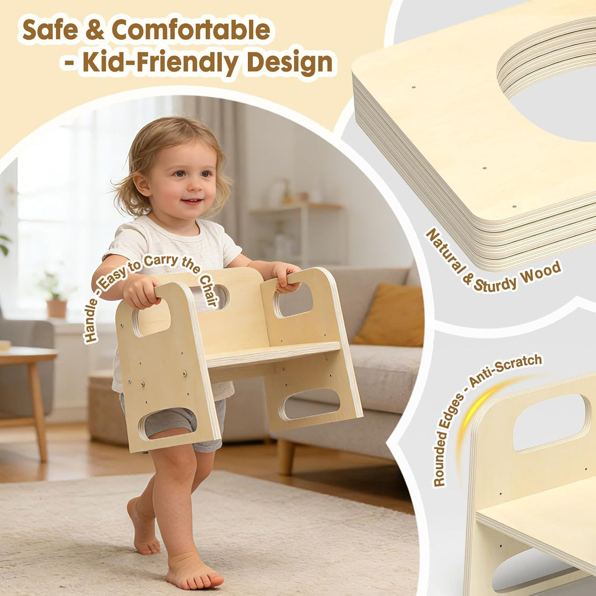 GVOO Montessori - Juego de mesa y silla de destete, 3 mesas y silla...