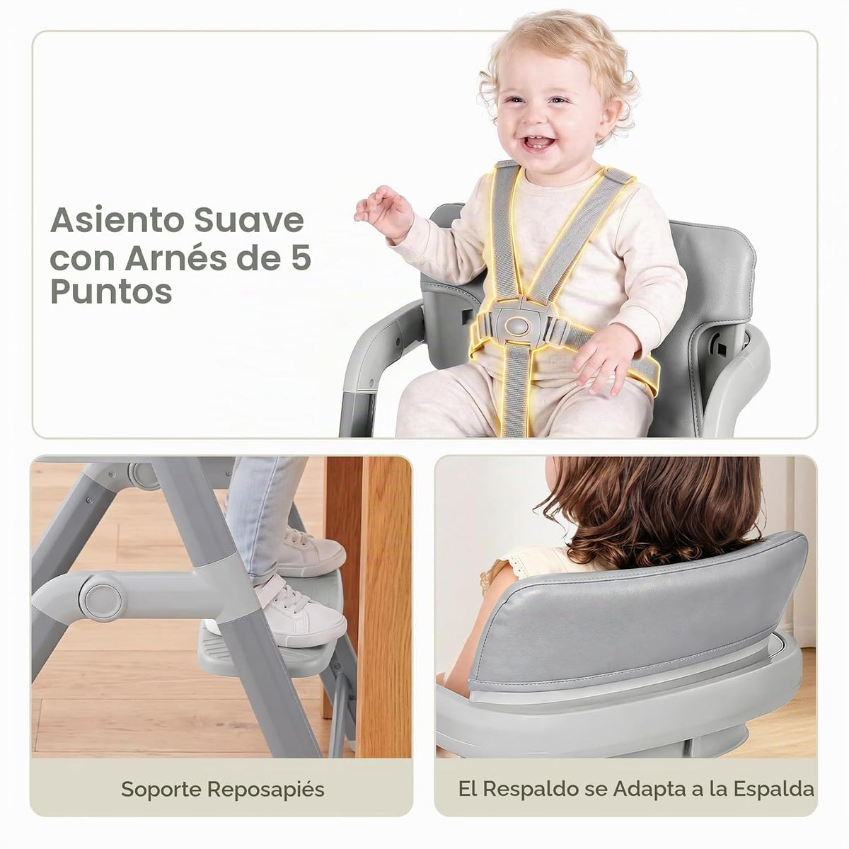 Ezebaby Silla alta para bebés niños pequeños: sillas altas plegable...