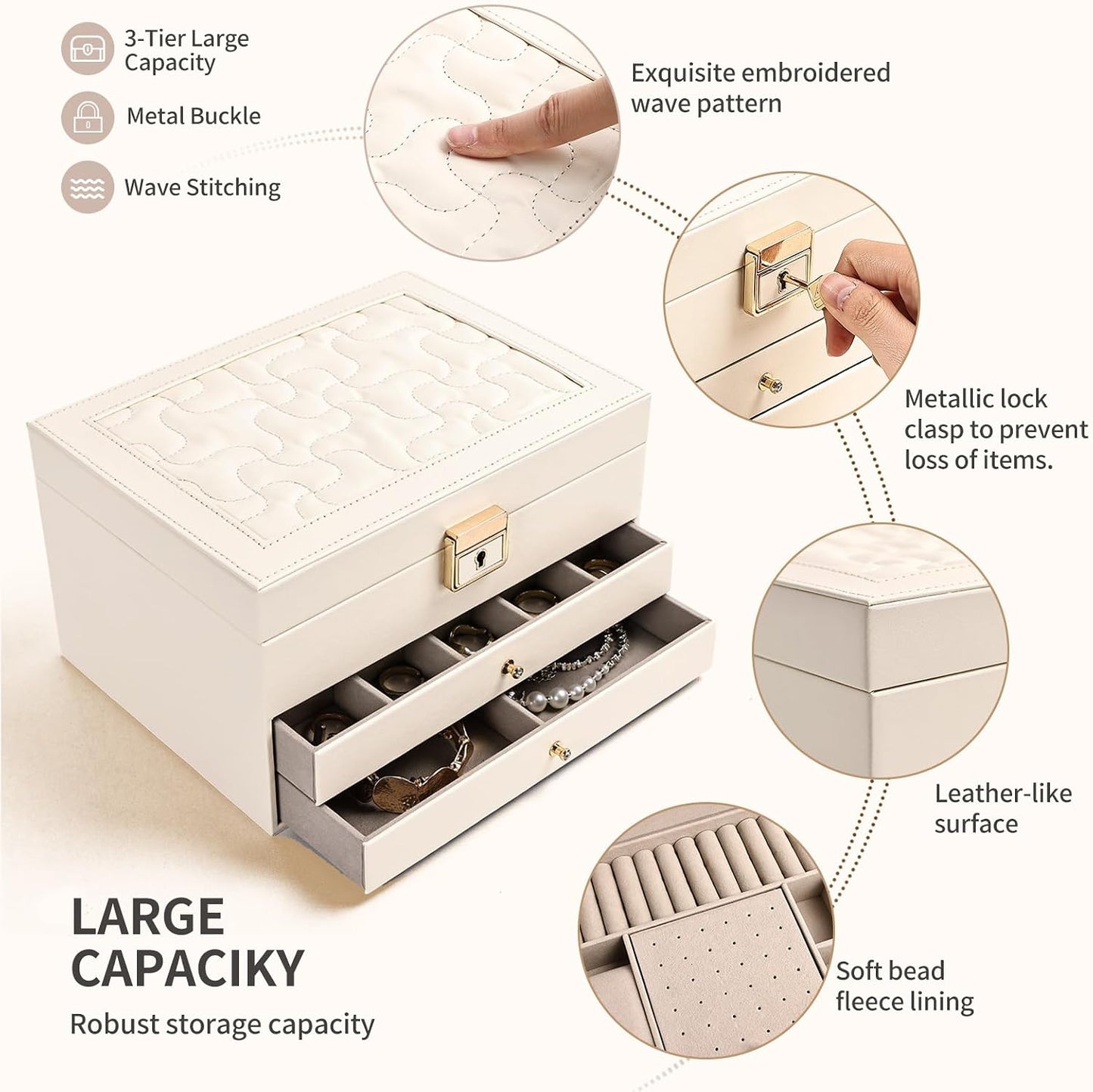 Greenfeather Joyeros para mujer, caja organizadora de joyas con tap...