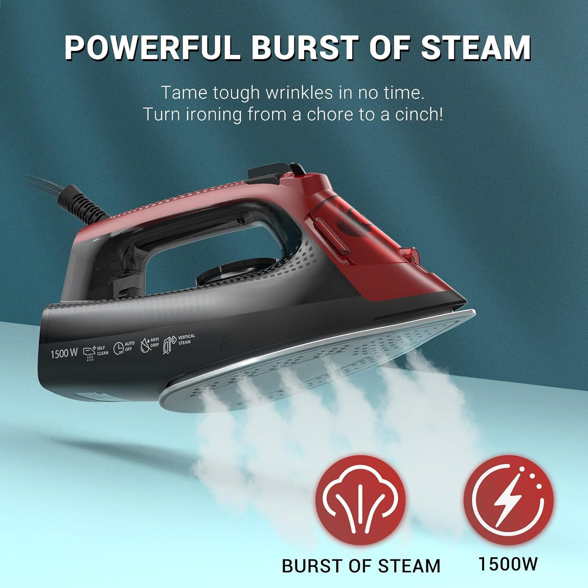 BEAUTURAL Plancha de vapor para ropa, suela revestida de cerámica,...