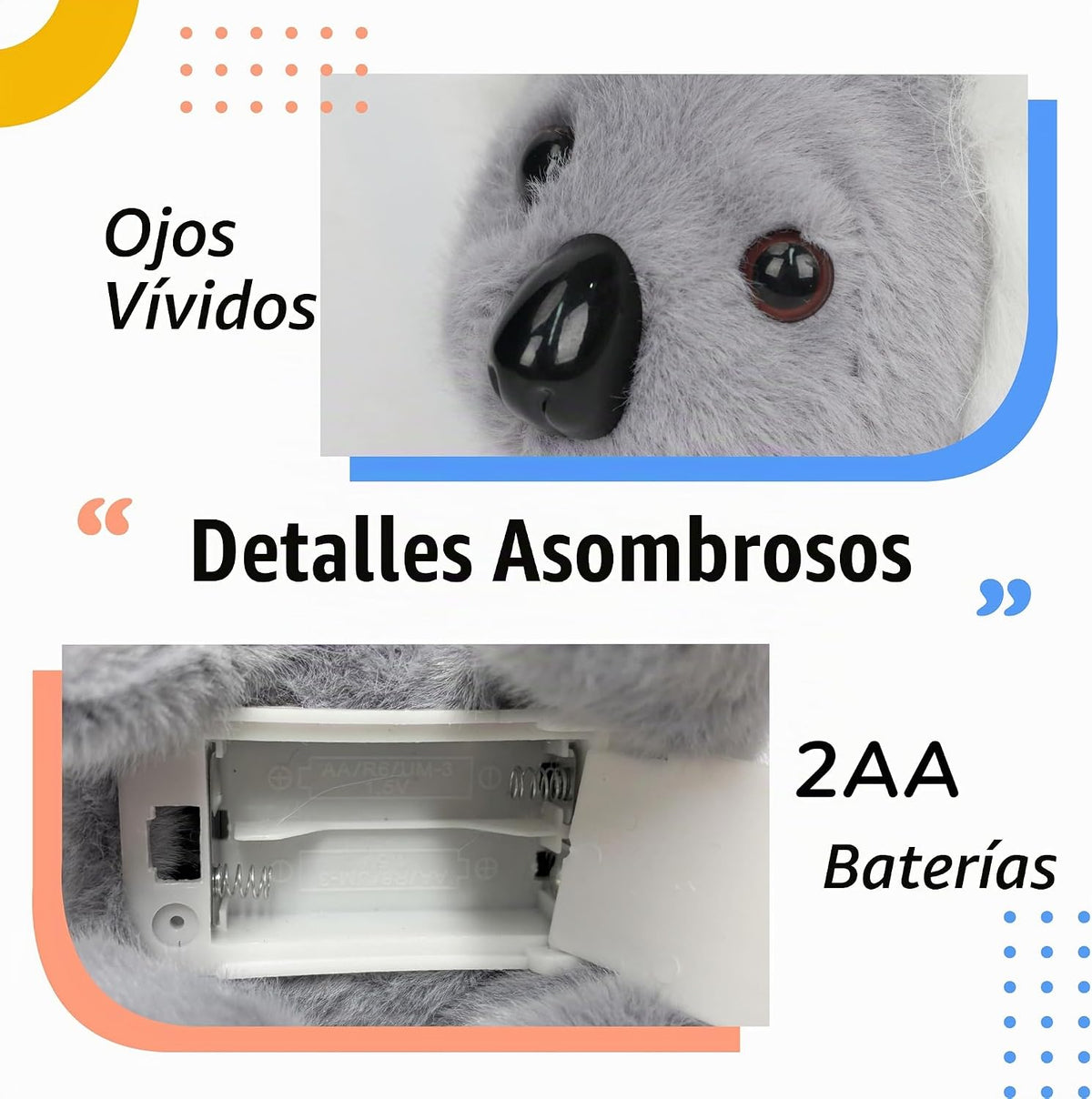 Hopearl - Juguete de peluche electrónico interactivo de koala que c...
