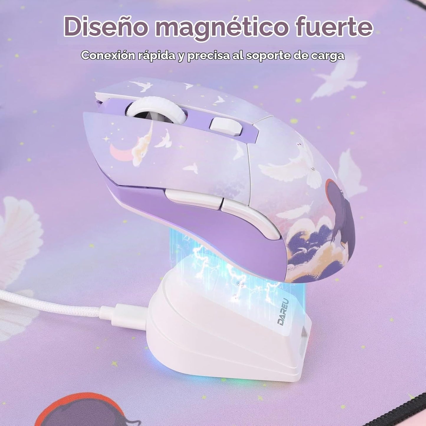 DAREU Ratón inalámbrico para juegos con base de carga recargable RG...