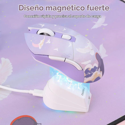 DAREU Ratón inalámbrico para juegos con base de carga recargable RG...
