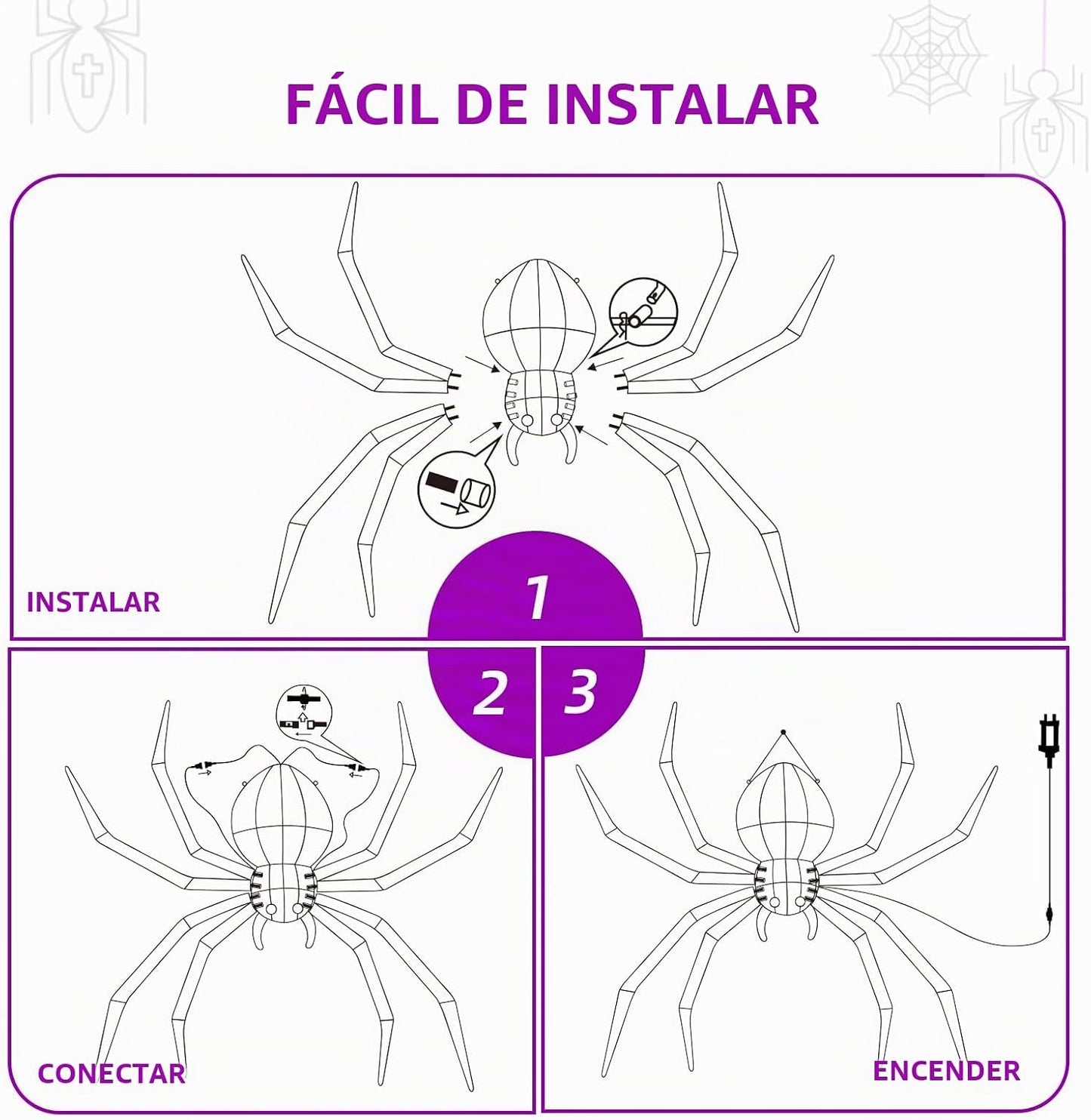 HOYECHI Decoraciones de Halloween para colgar al aire libre, araña...