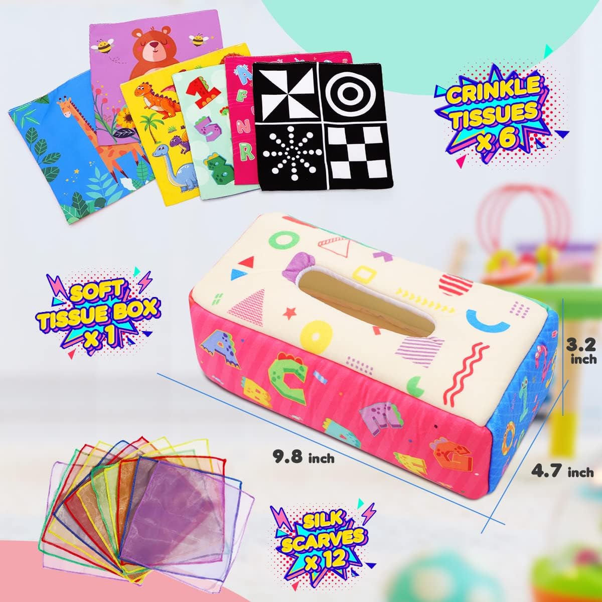 URMYWO Caja de pañuelos para bebé, juguetes Montessori para bebés d...
