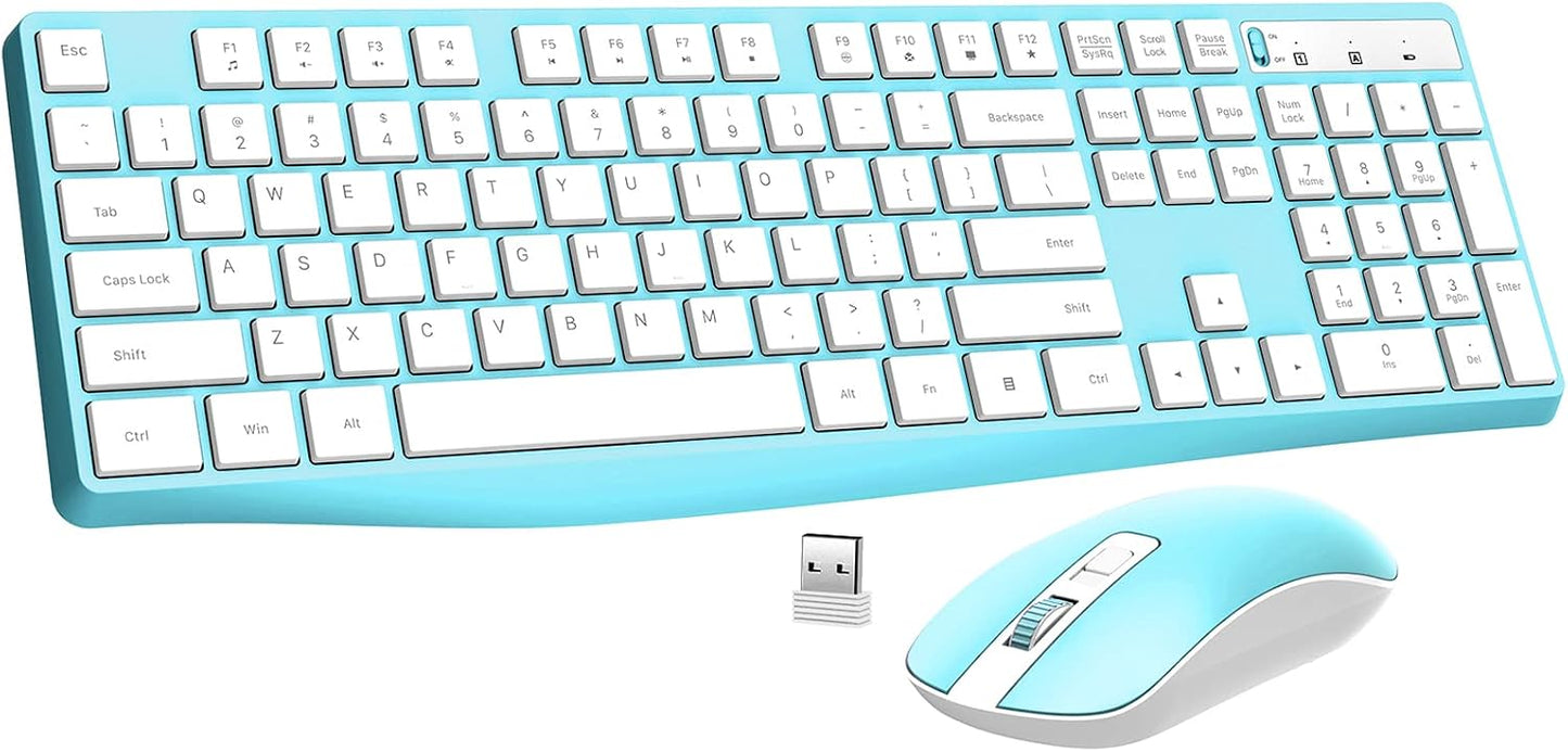 Combo de teclado y ratón inalámbricos, Lovaky teclado y ratón ergon...