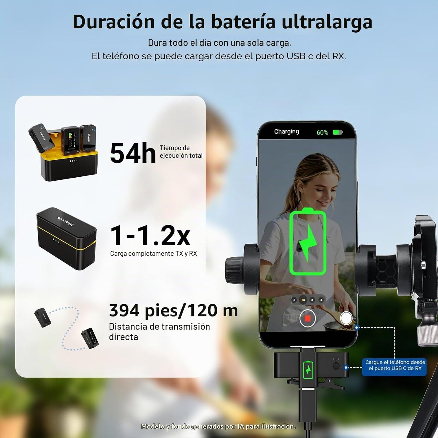 NEEWER CM26 MAX AI - Micrófono inalámbrico Lav compatible con iPhon...