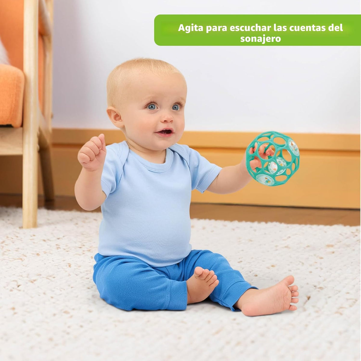 Bright Starts Oball - Sonajero fácil de agarrar sin BPA, juguete in...