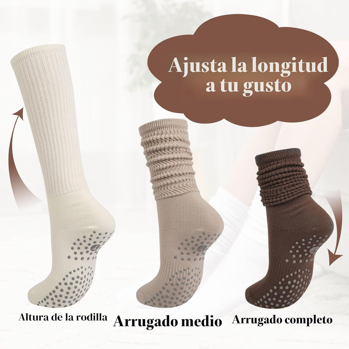 Calcetines de agarre para pilates para mujer, calcetines de yoga co...