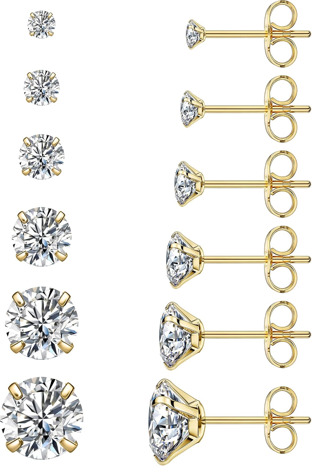 Juego de 6 pares de aretes, aretes hipoalergénicos de circonita cúb...