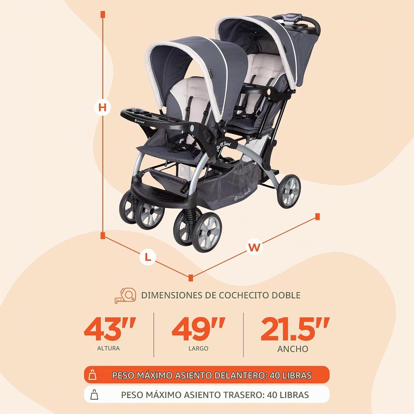 Baby Trend Sit N' Stand Cochecito convertible de uso múltiple,...