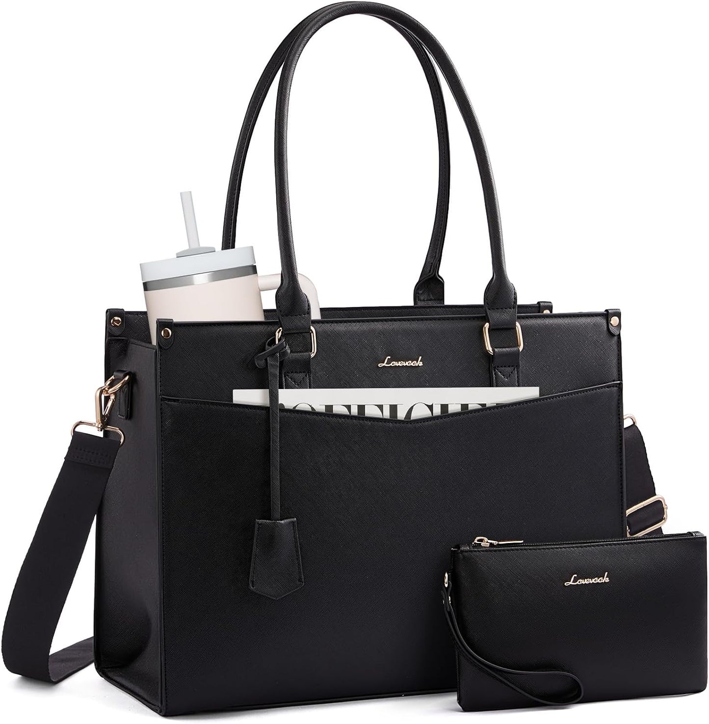LOVEVOOK Bolsa para laptop para mujer, bolso 2 en 1 con embrague y...
