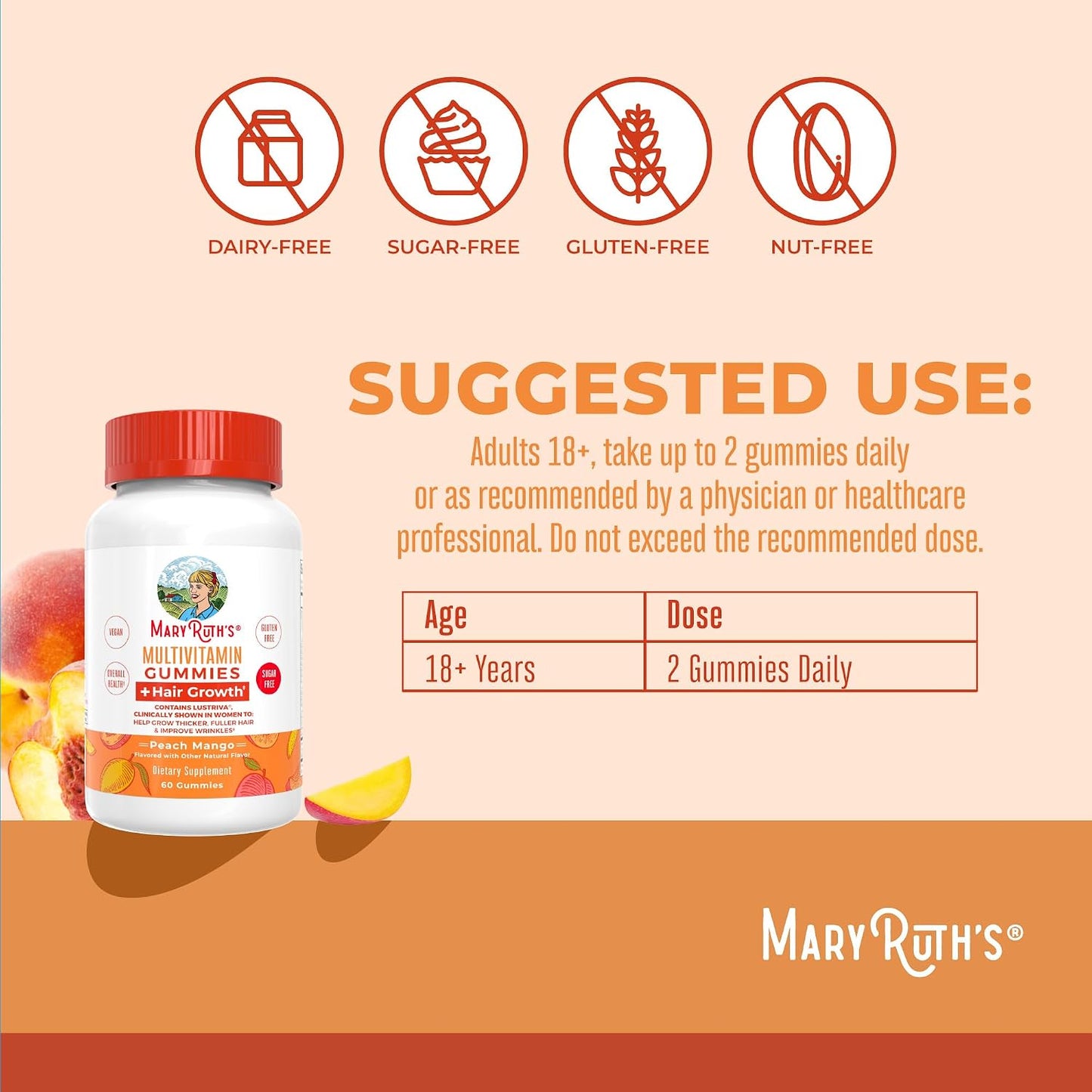 MARYRUTH'S Multivitamínico + Gomitas para el crecimiento del ca...