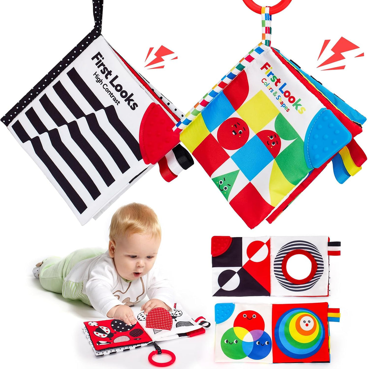 hahaland Baby Books - Juguetes para bebés de 0 a 6 meses, 2 unidade...