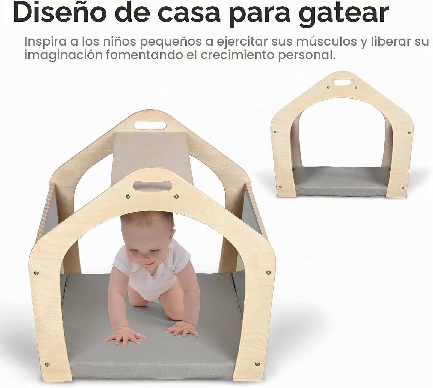 KRAND Casa de juegos Montessori, juguete de gateo para bebé con 2 e...