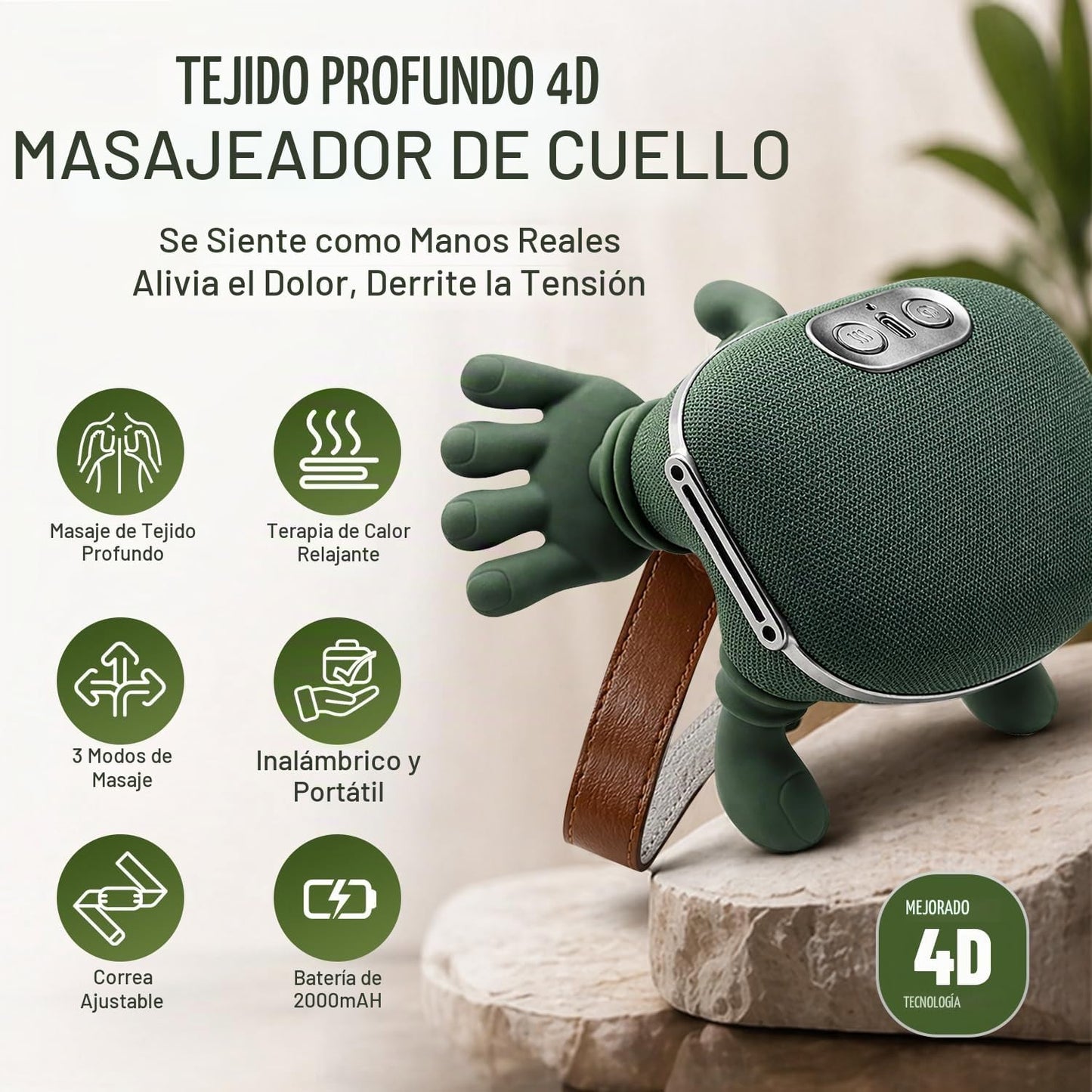 BeFit24 Masajeador de cuello de tejido profundo con calor, se sient...