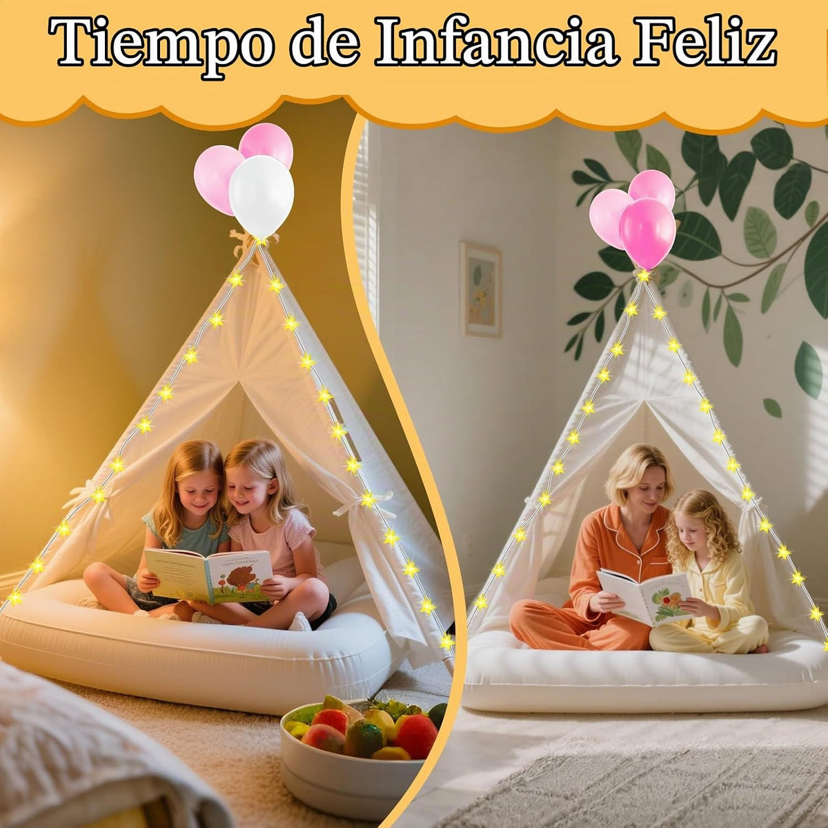 PLULON Paquete de 4 tiendas de campaña tipi para niños y niñas, tie...