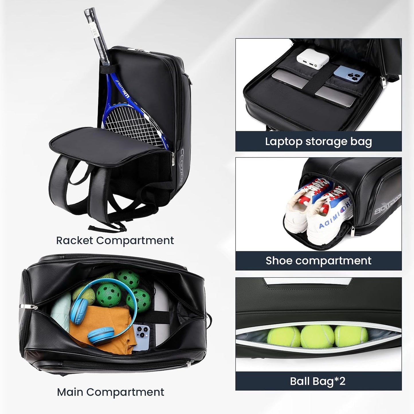 CCGTIOR Bolsa para Raqueta De Tenis Mochila Pickleball Padel con Co...
