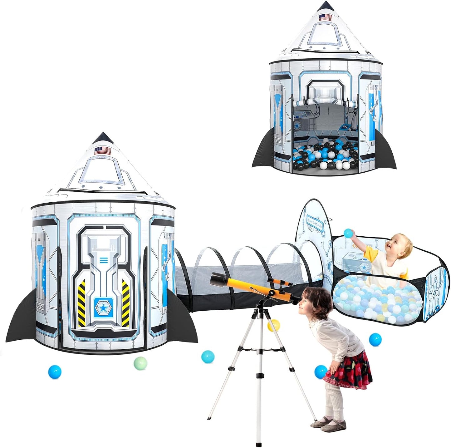 Tienda de campaña para niñas de 3 piezas con piscina de pelotas, tú...