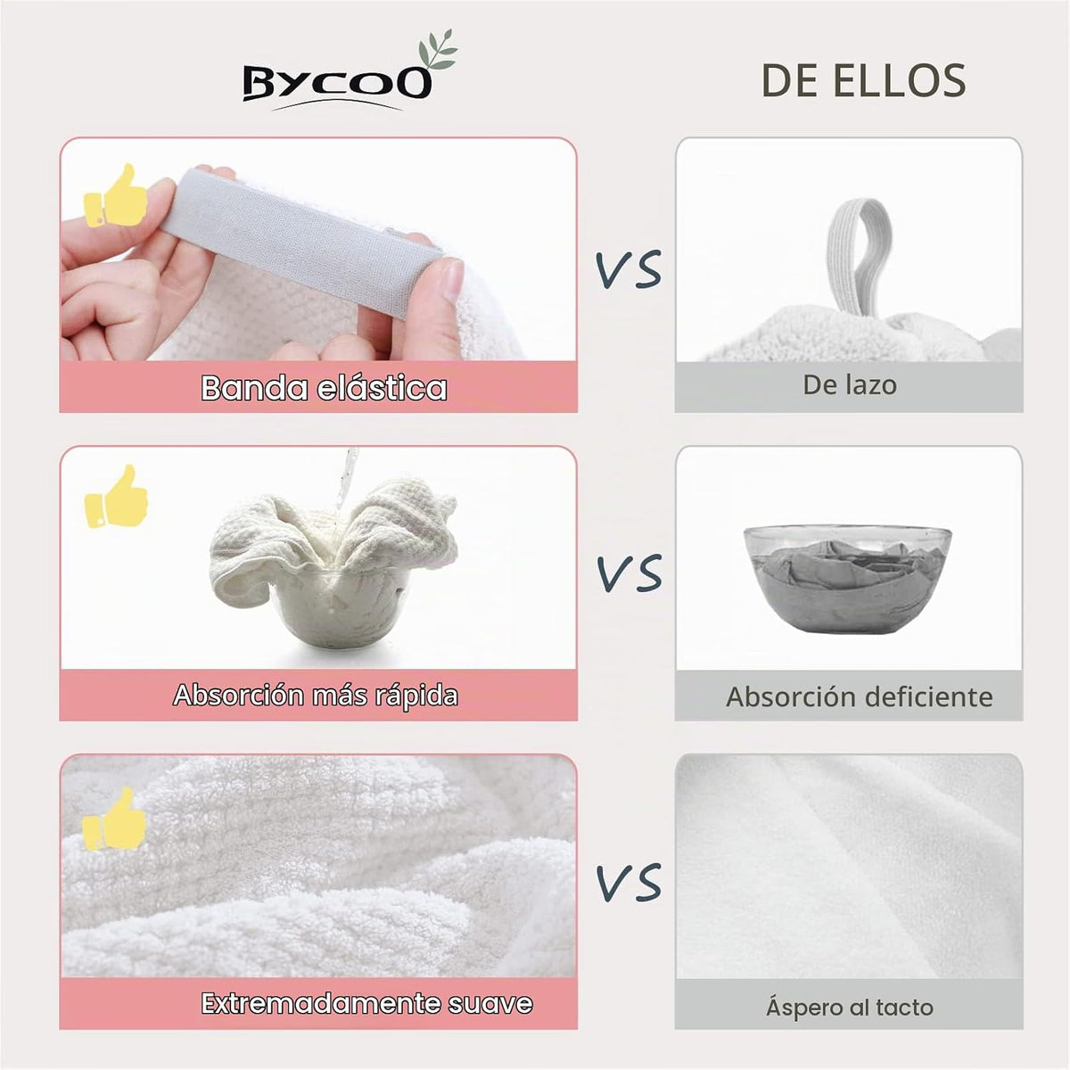 BYCOO Toalla Envolvente Grande de Microfibra para Cabello para Muje...