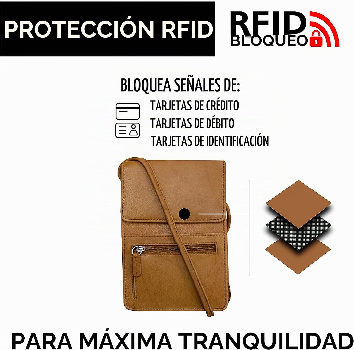 ili New York 6827 Organizador cruzado de cuero genuino con forro de...