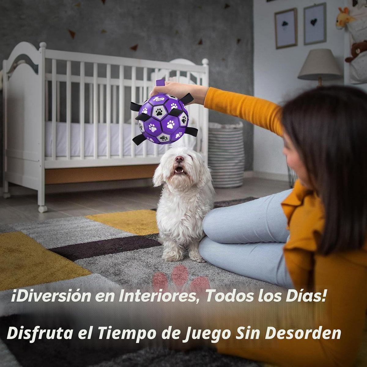 QDAN - Pelota de fútbol para perros - Bolas duraderas grandes para...