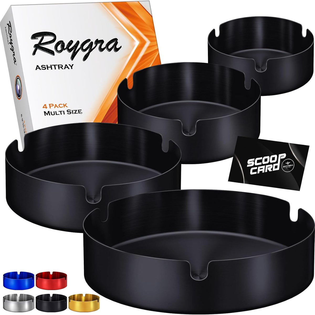 roygra Bandeja de cenizas (paquete de 4), cenicero al aire libre pa...