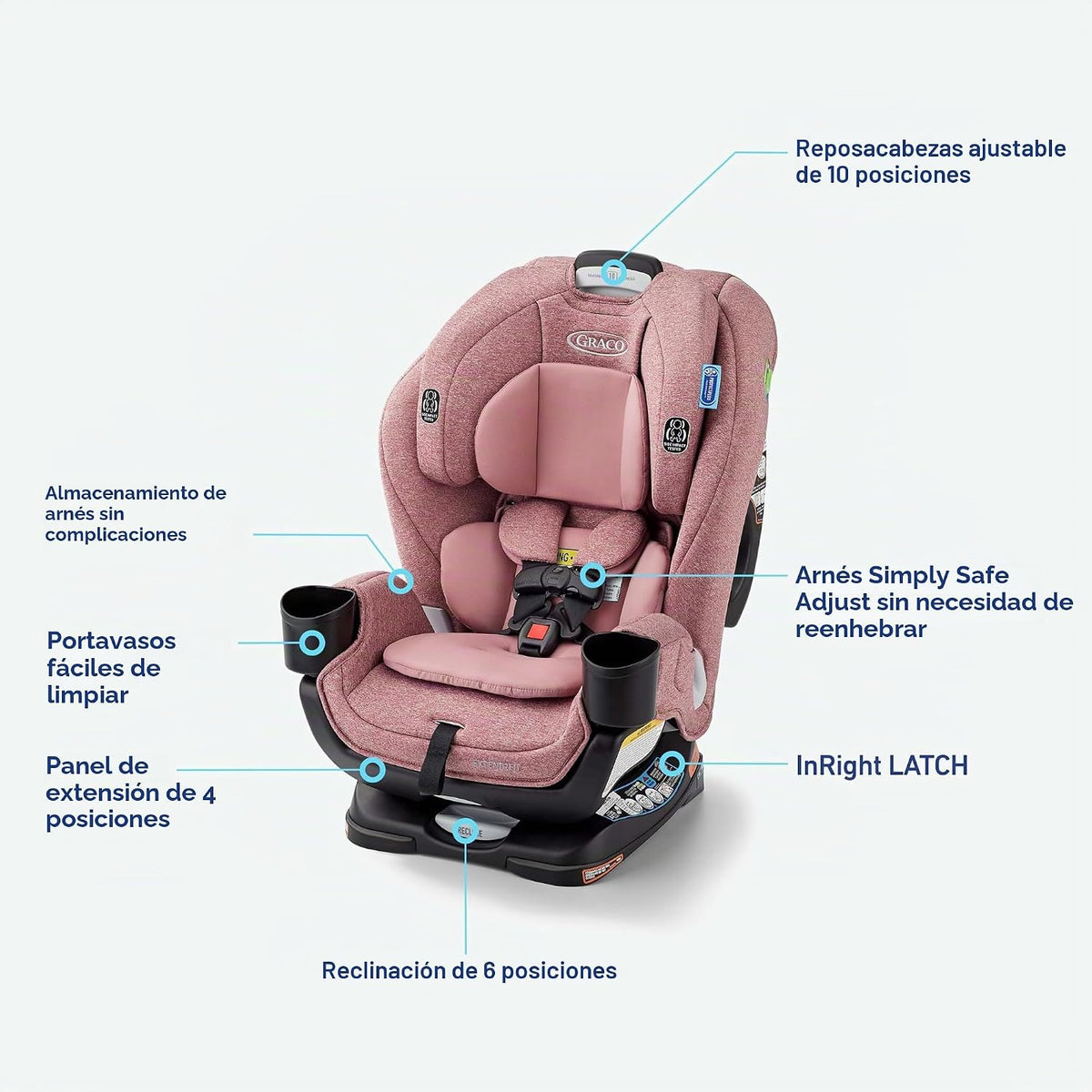 Graco Extend2Fit 3 en 1 Asiento de coche convertible para bebé, ori...