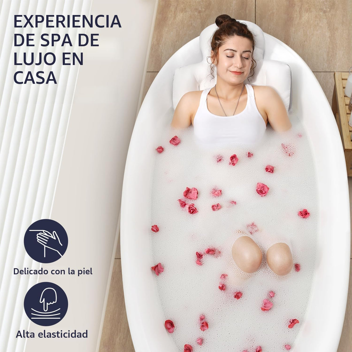 Almohada de baño de cuerpo completo para bañera, cojín grueso para...