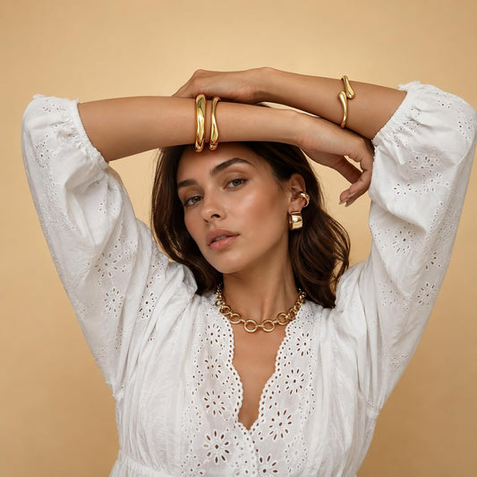 Pulseras de eslabones gruesas de oro para mujer, elegantes pulseras...
