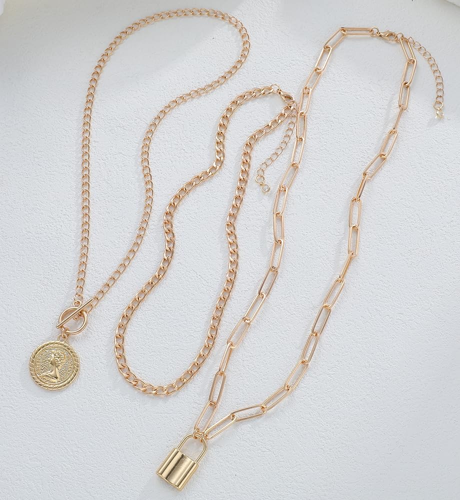 iF YOU Collares vintage con capas de oro para mujer, a la moda, con...