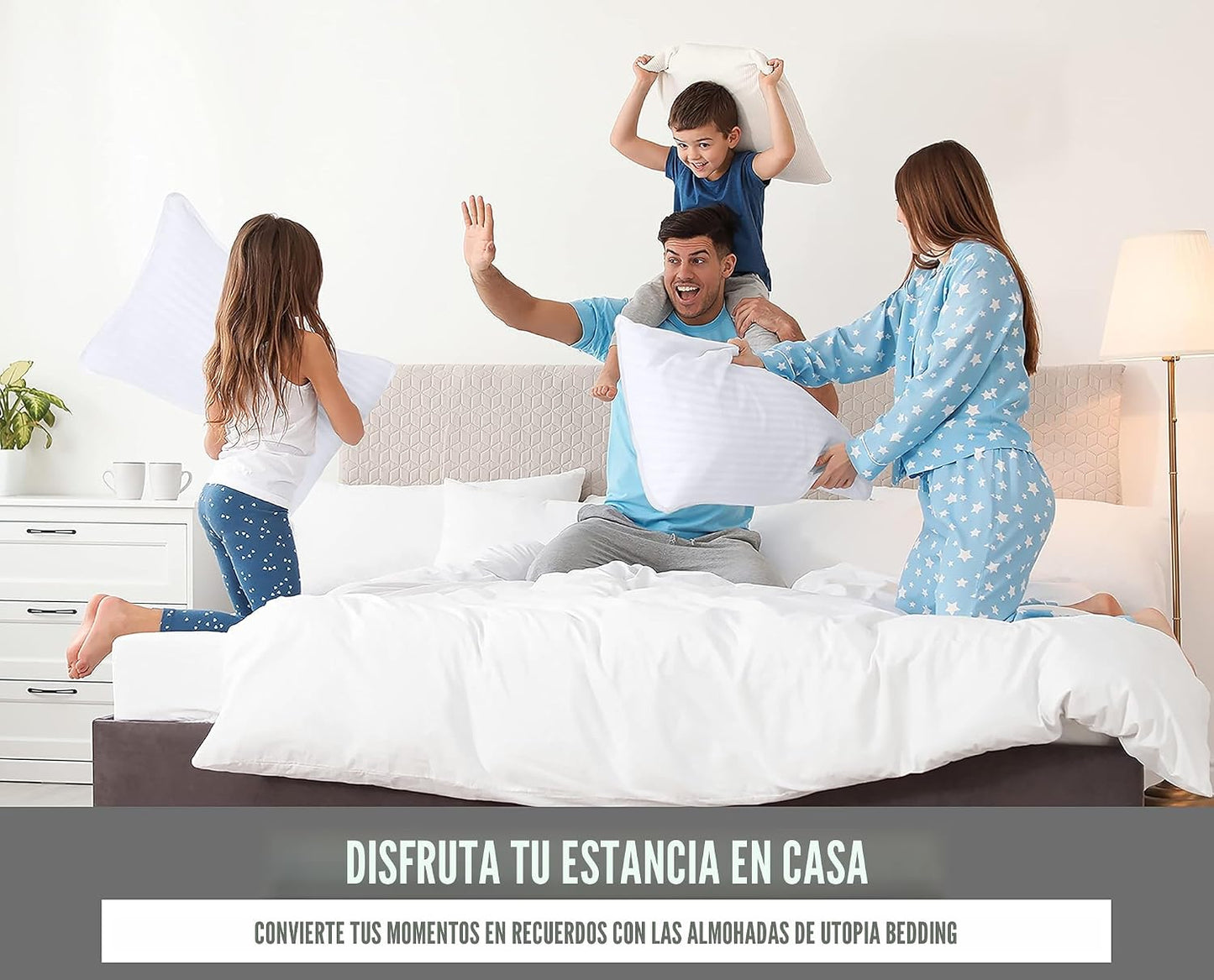 Utopia Bedding - Juego de 2 almohadas para dormir tamaño Queen (bla...