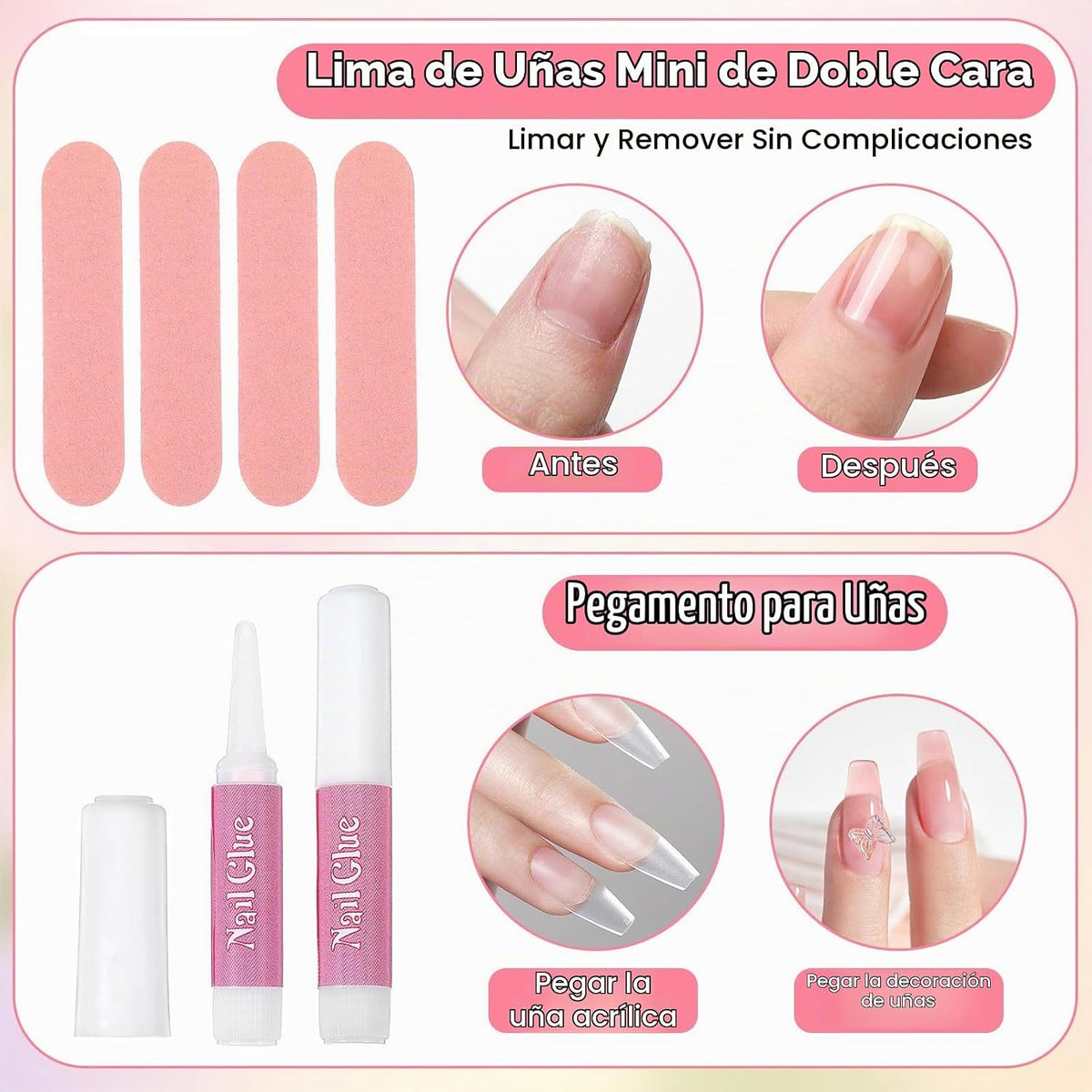 Kit de 100 herramientas de uñas a presión rosa para empresas, kit d...