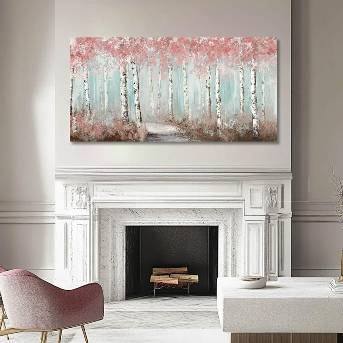 Arte de pared botánico para habitación de niñas, árbol rosa, decora...