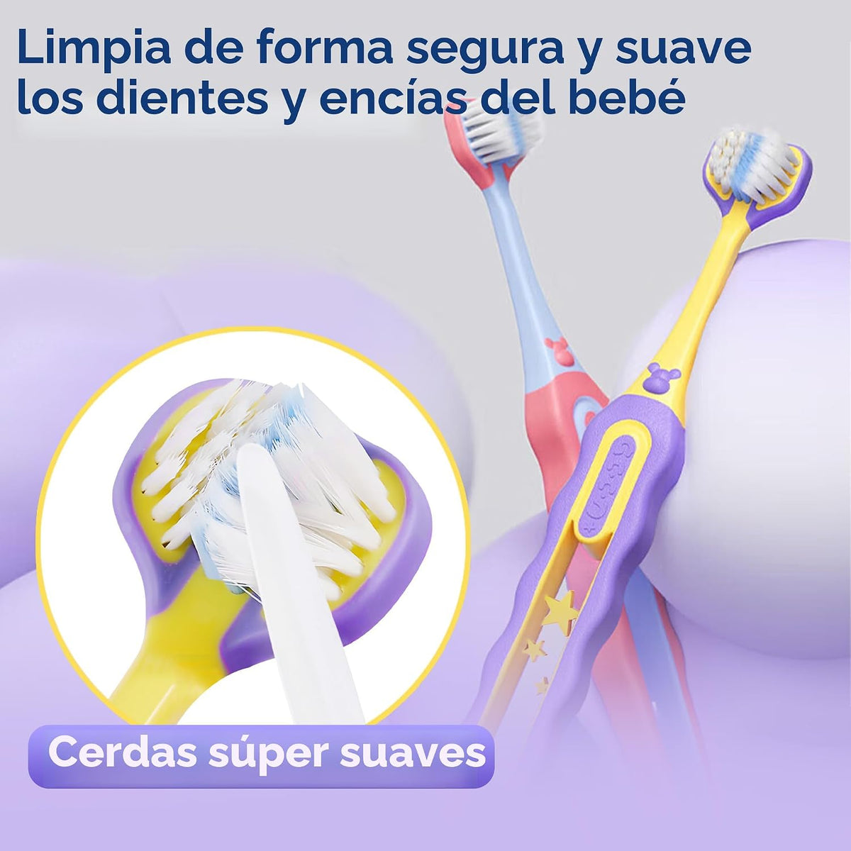 EASICUTI Cepillos de dientes suaves para niños pequeños, cepillo de...
