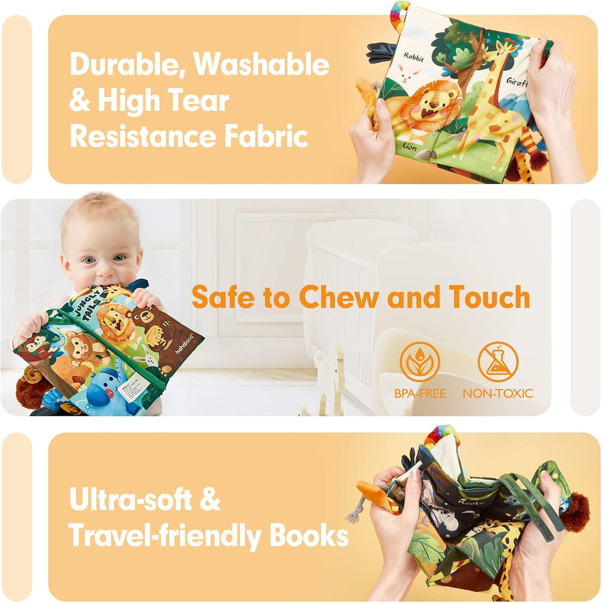 hahaland Libros para bebés de 0 a 6 meses, juguetes sensoriales de...