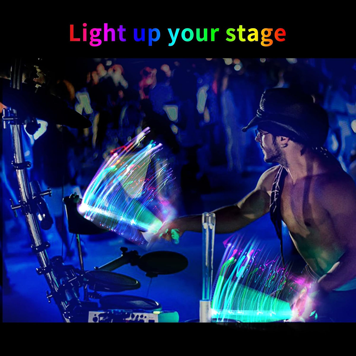 Baquetas recargables con luz LED que cambian de color con bolsa de...
