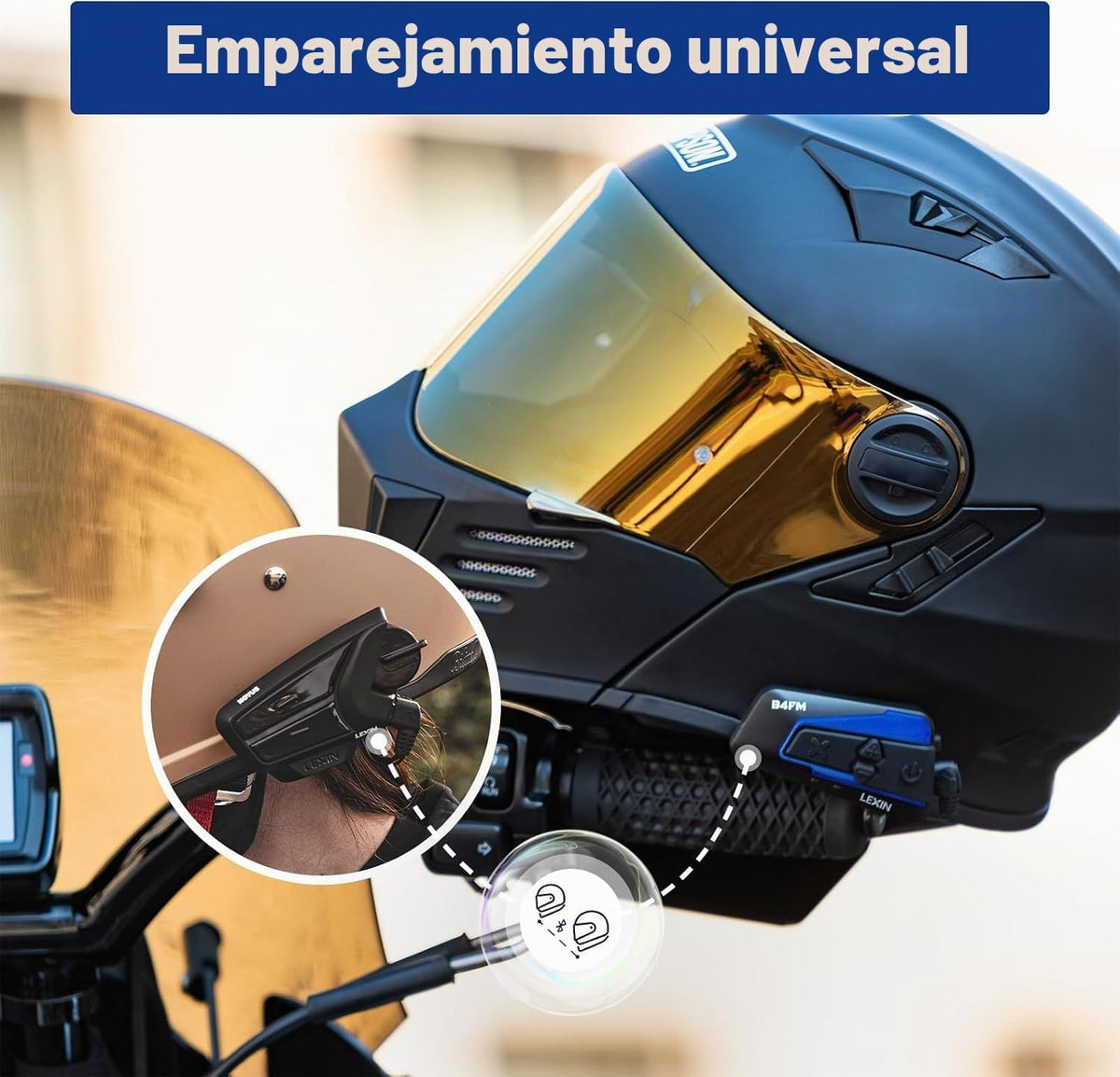 LEXIN B4FM - Auriculares Bluetooth para motocicleta, intercomunicad...