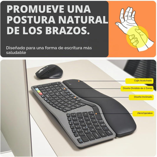 X9 Combo ergonómico de teclado y mouse inalámbricos: teclado Ergo S...