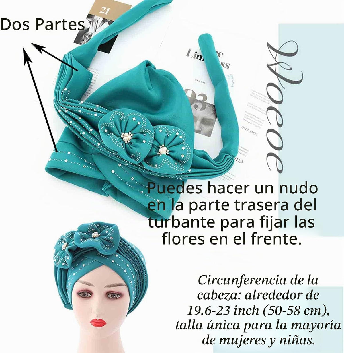 Woeoe Gorro Beanie Envolturas para la Cabeza Bufanda para la Cabeza...