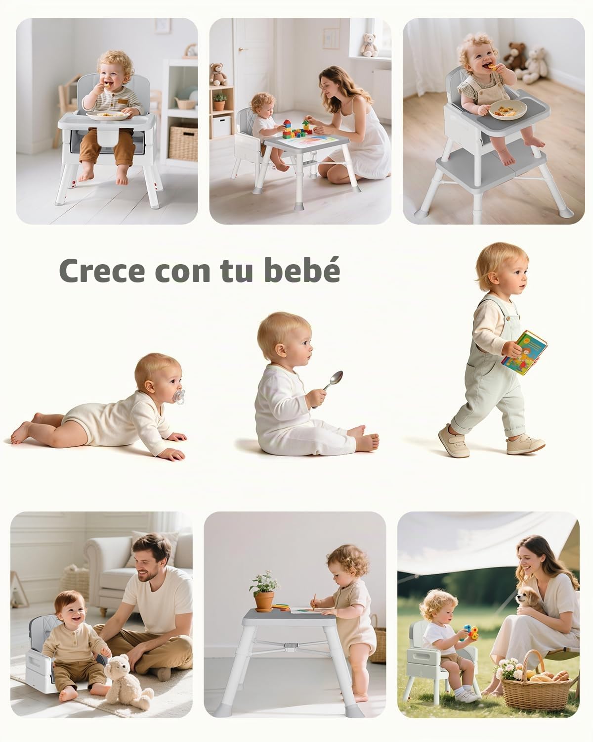 AVIDOR Silla alta convertible 6 en 1 para bebé, sillas altas Grow-w...