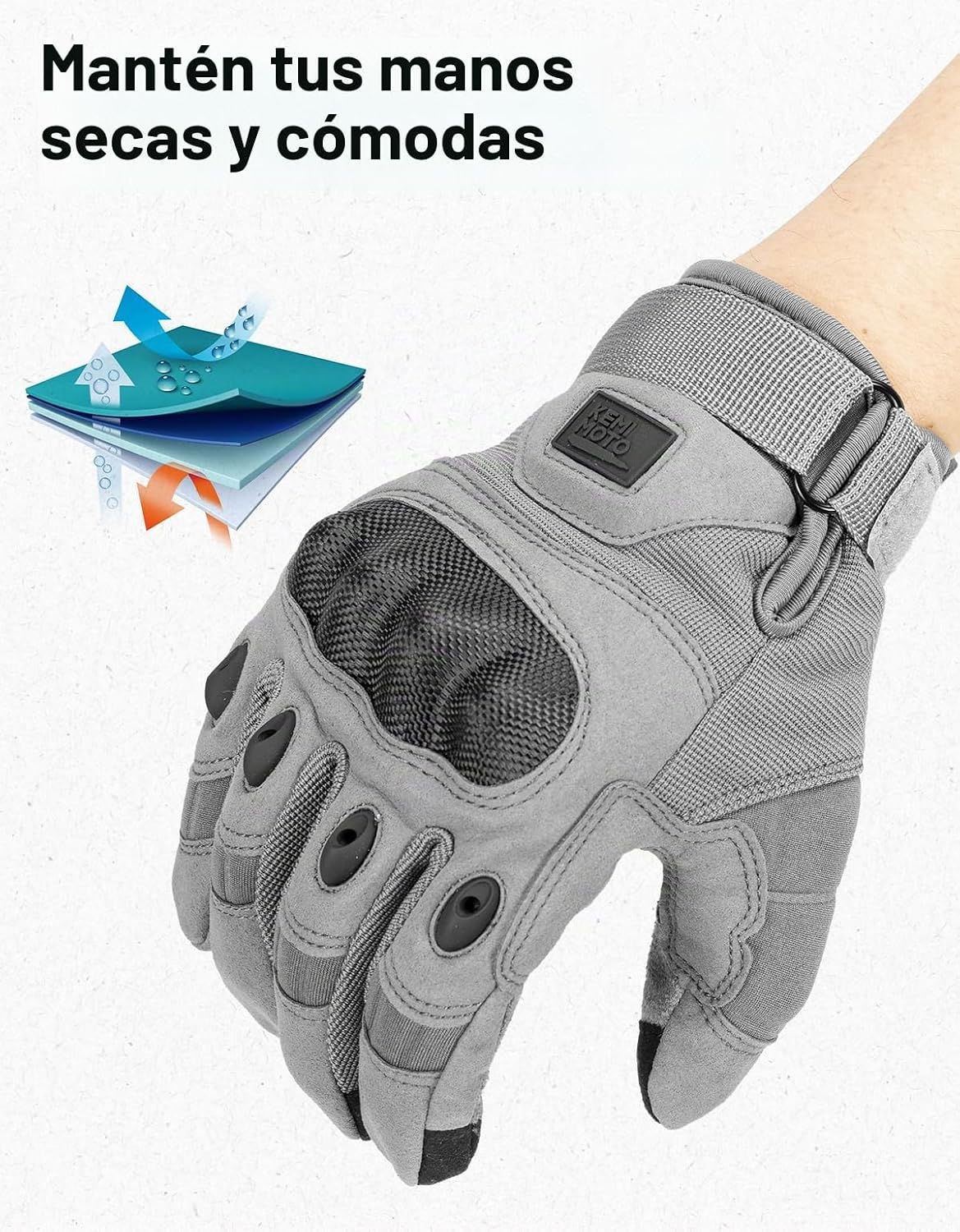 KEMIMOTO Guantes tácticos para hombres, guantes de motocicleta con...