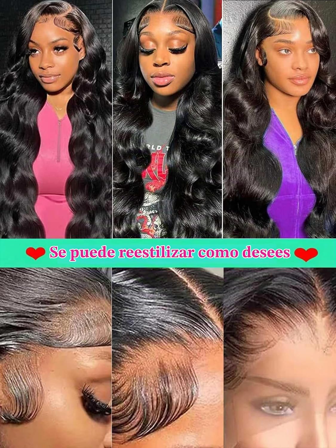 Fongly Pelucas de Cabello Humano Ondulado con Encaje Frontal 13x6 P...
