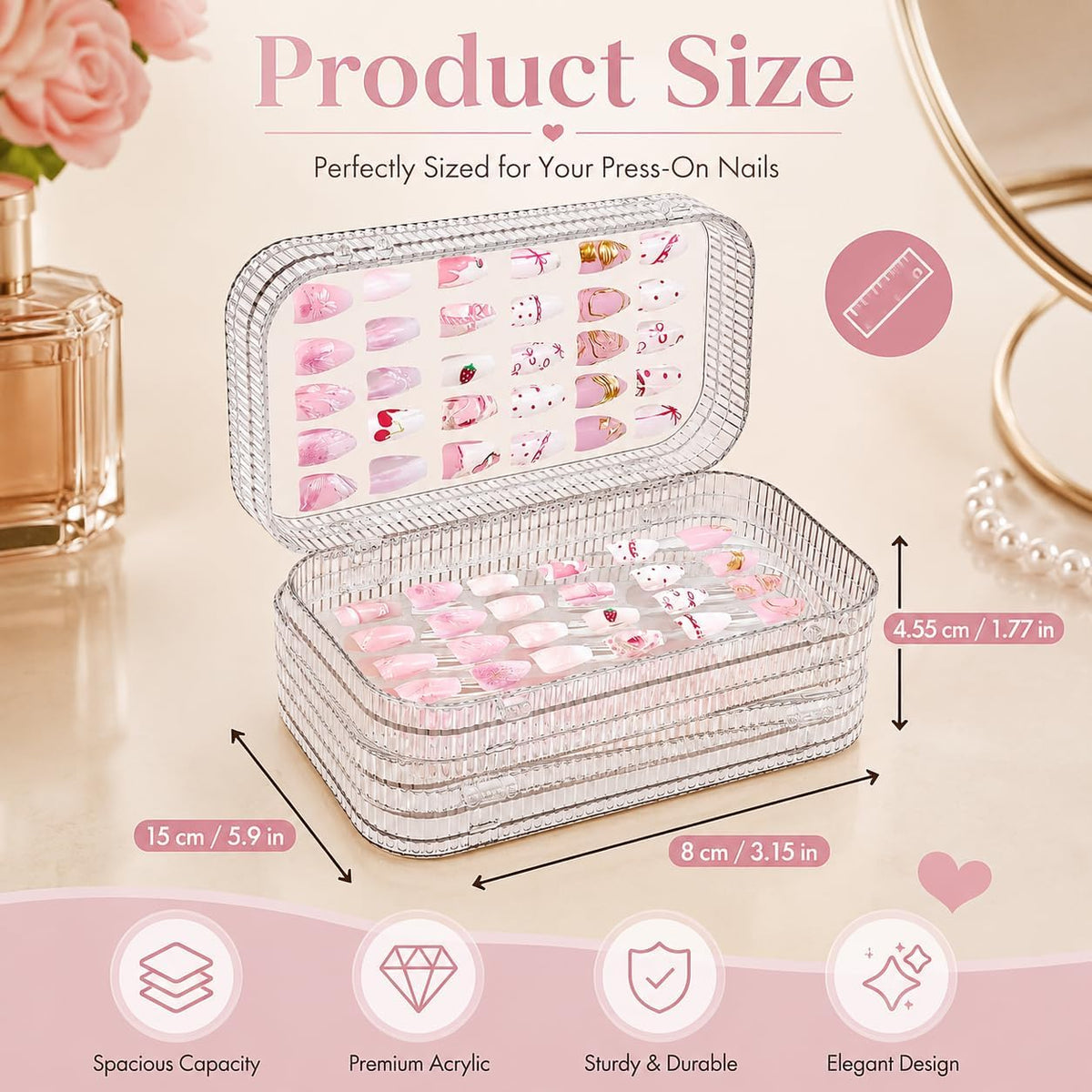 Oskrieel Estuche organizador de uñas grande de tres pliegues a pres...